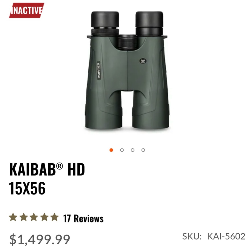 Vortex Kaibab HD 15x56 Binoculars - Green